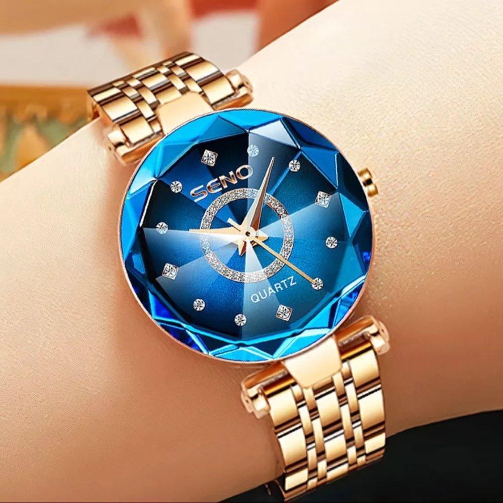 Seno Ocean Star Steel Band Women's Watch Fashion Crystal Ladies Quartz
